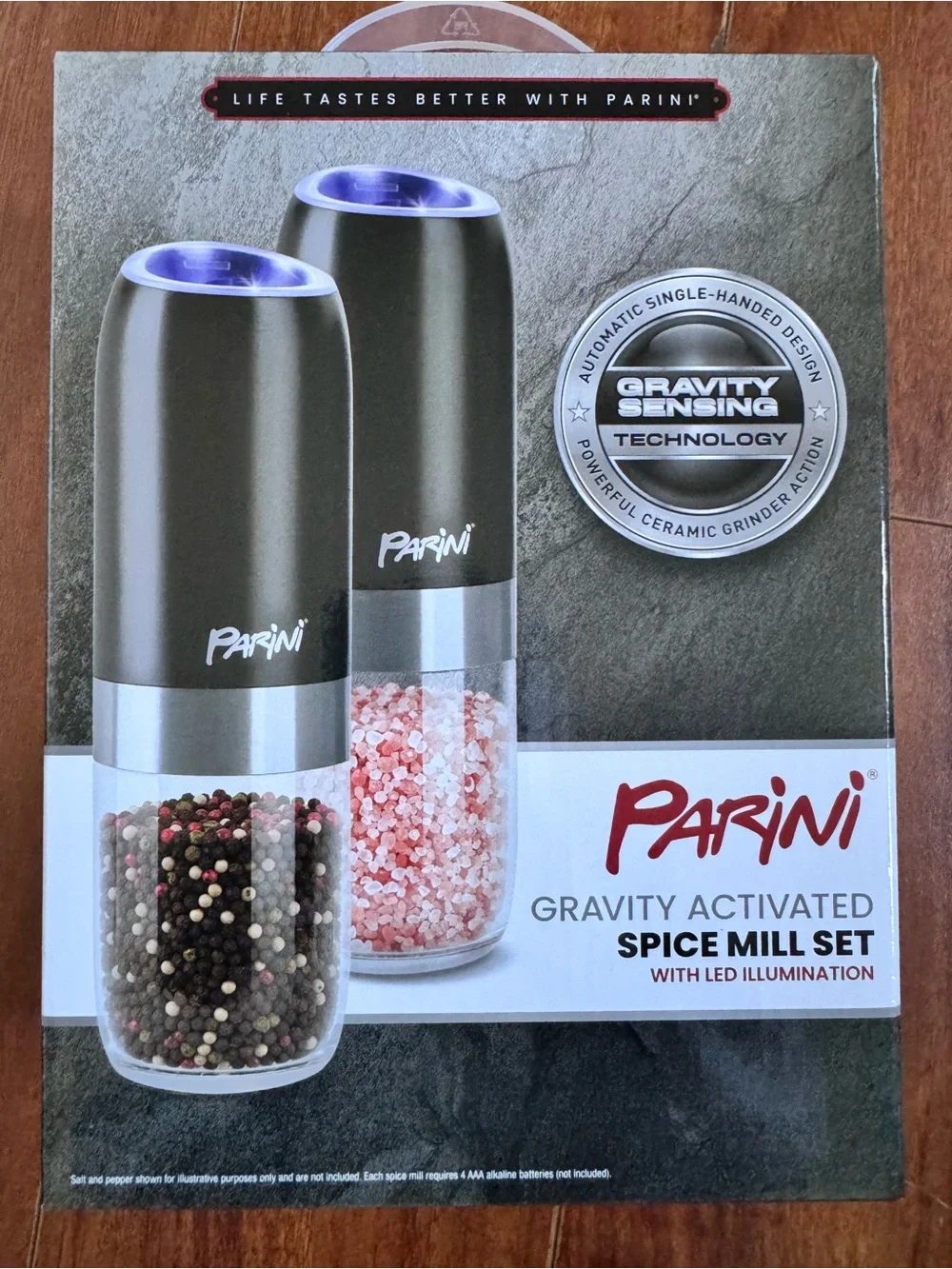 Gravity Activated Spice Mill Set - Black with LED Illumination BRAND NEW